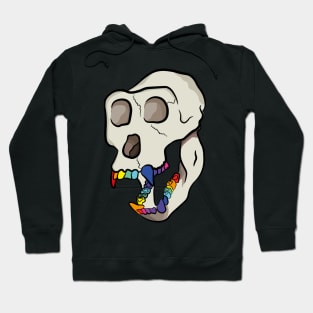 Monkey skull with rainbow teeth Hoodie